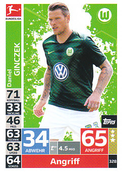 Daniel Ginczek VfL Wolfsburg 2018/19 Topps MA Bundesliga #328